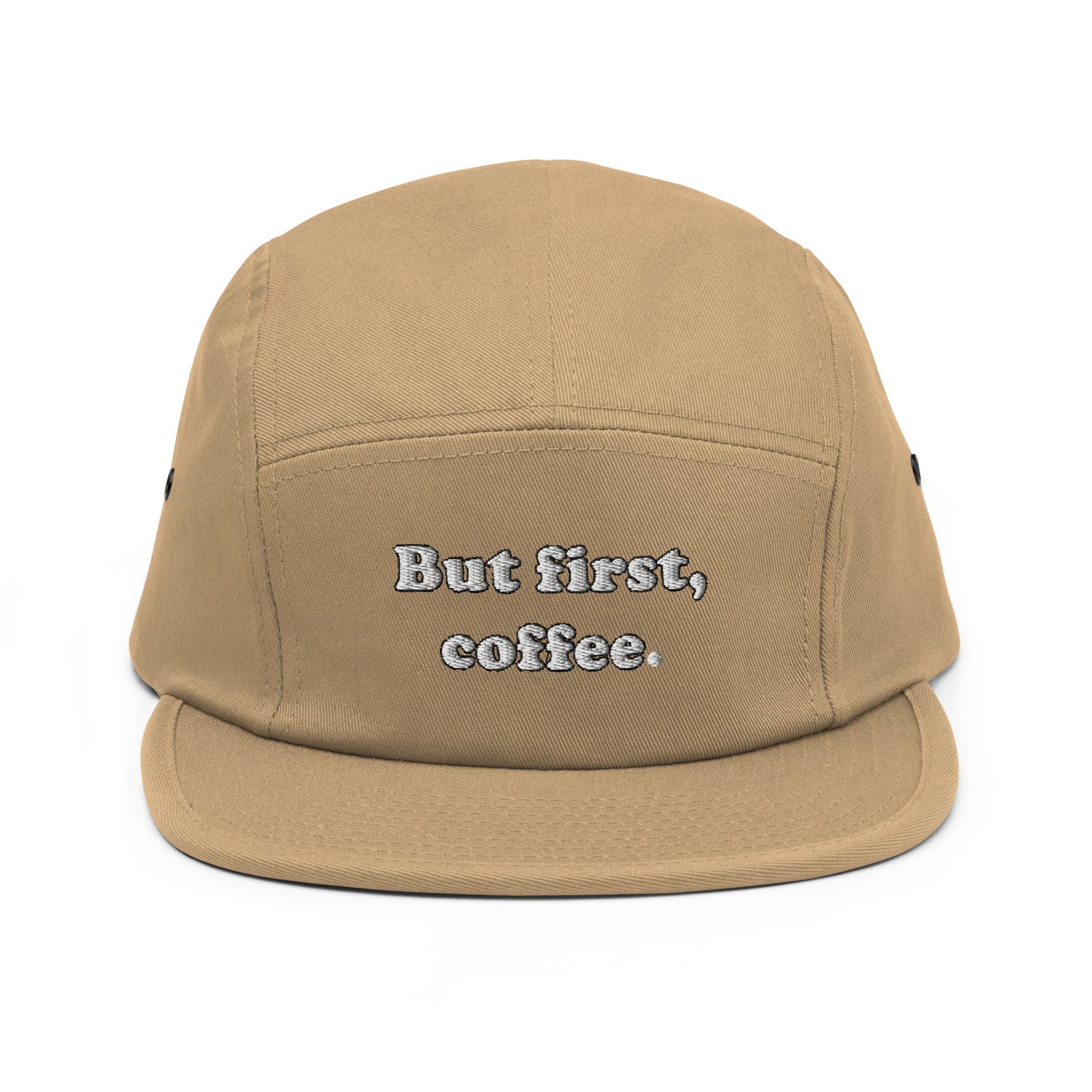 But First Coffee Embroidered Five Panel Hat