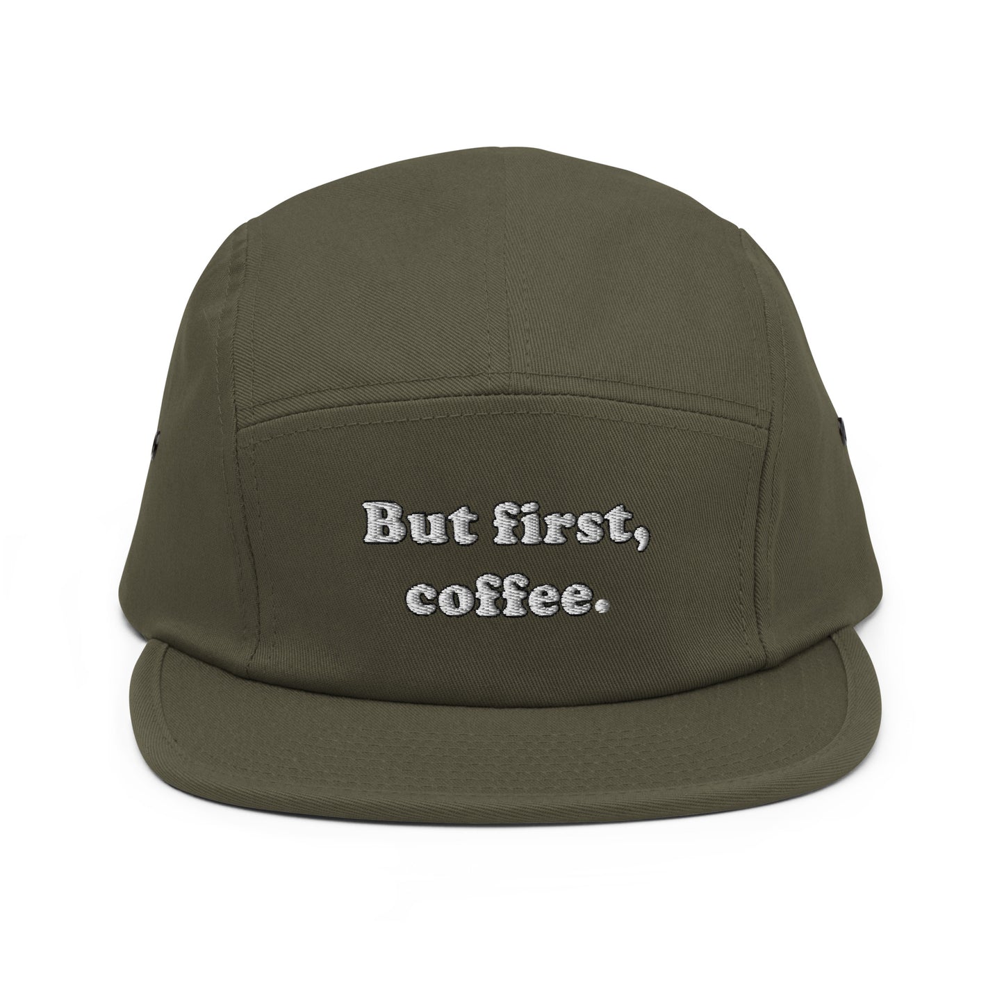 But First Coffee Embroidered Five Panel Hat