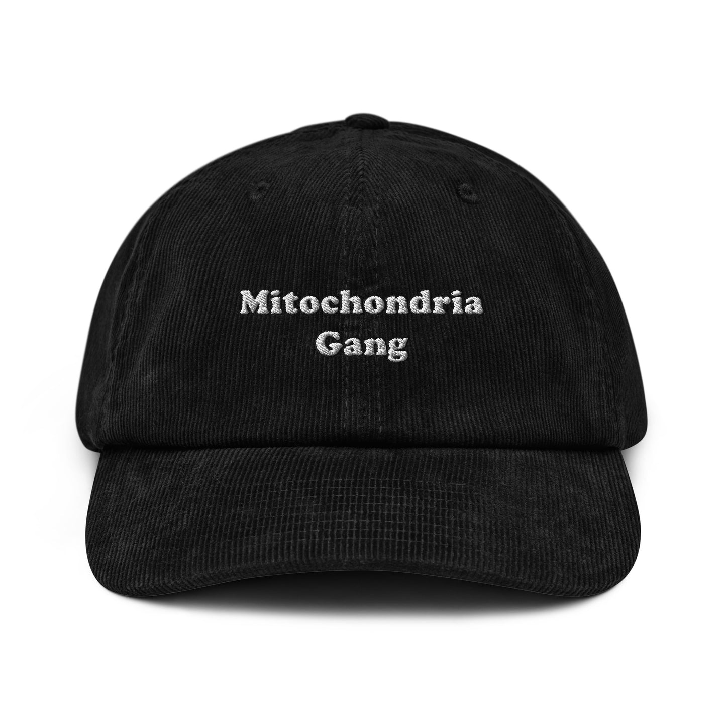 Mitochondria Gang Text Embroidered Corduroy Hat