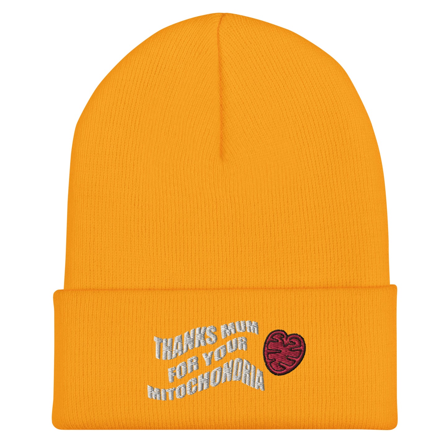 Thanks mum for your mitochondria Embroidered Beanie