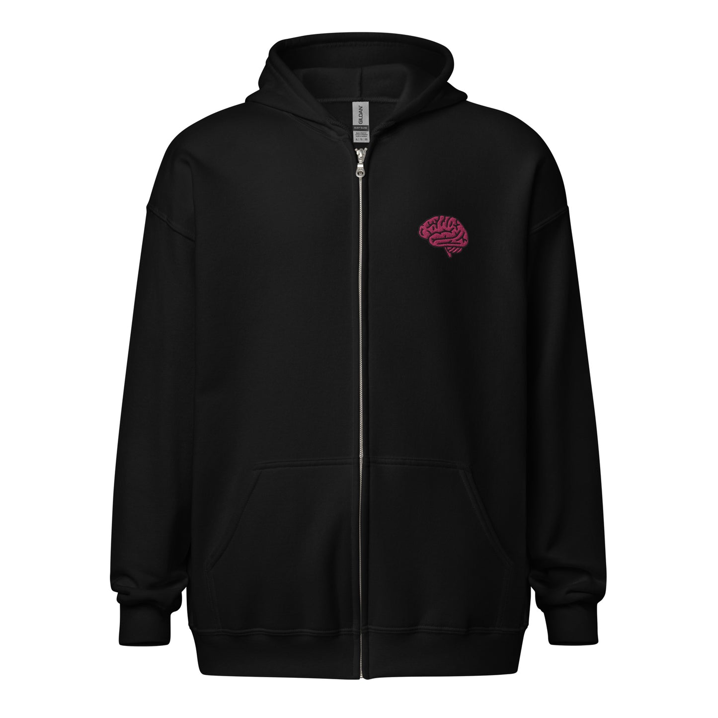 Brain Embroidered Zip-Up Hoodie