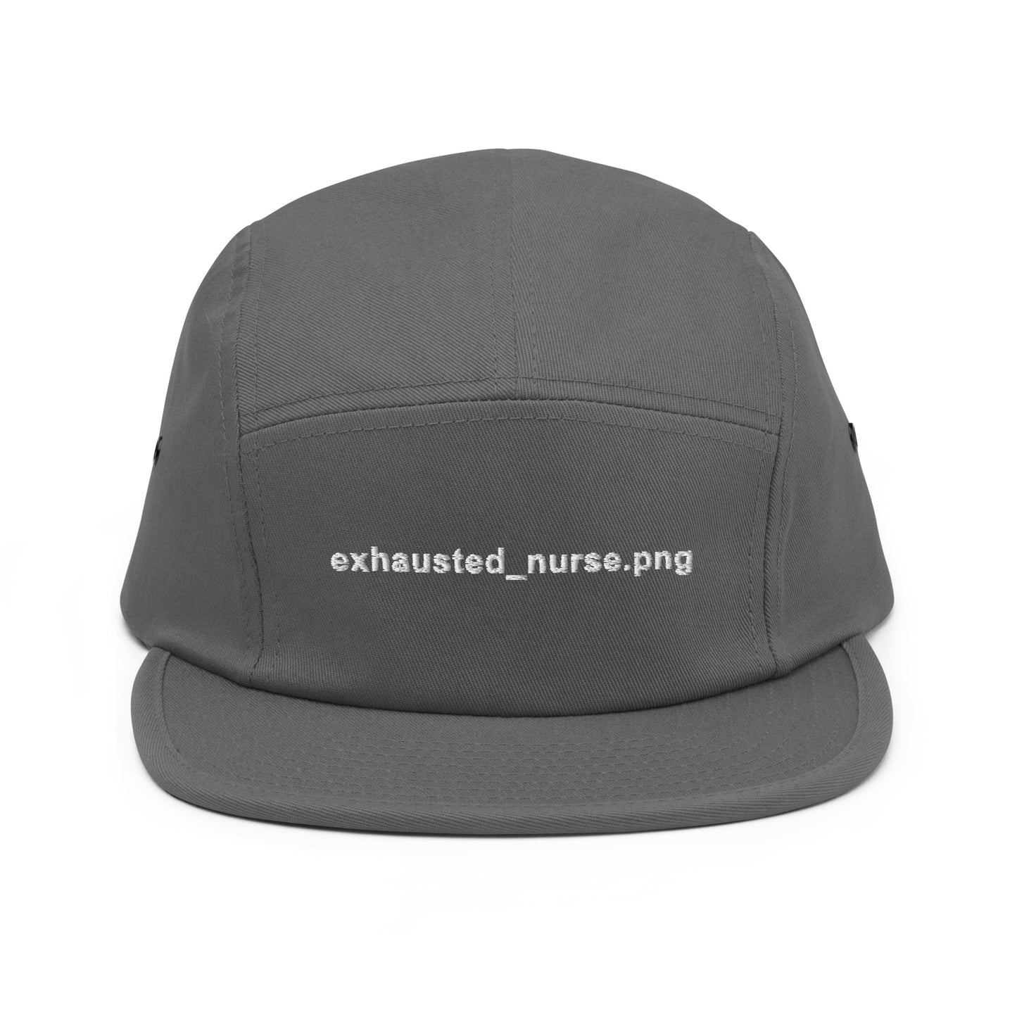 Exhausted_nurse.png Embroidered Five Panel Hat