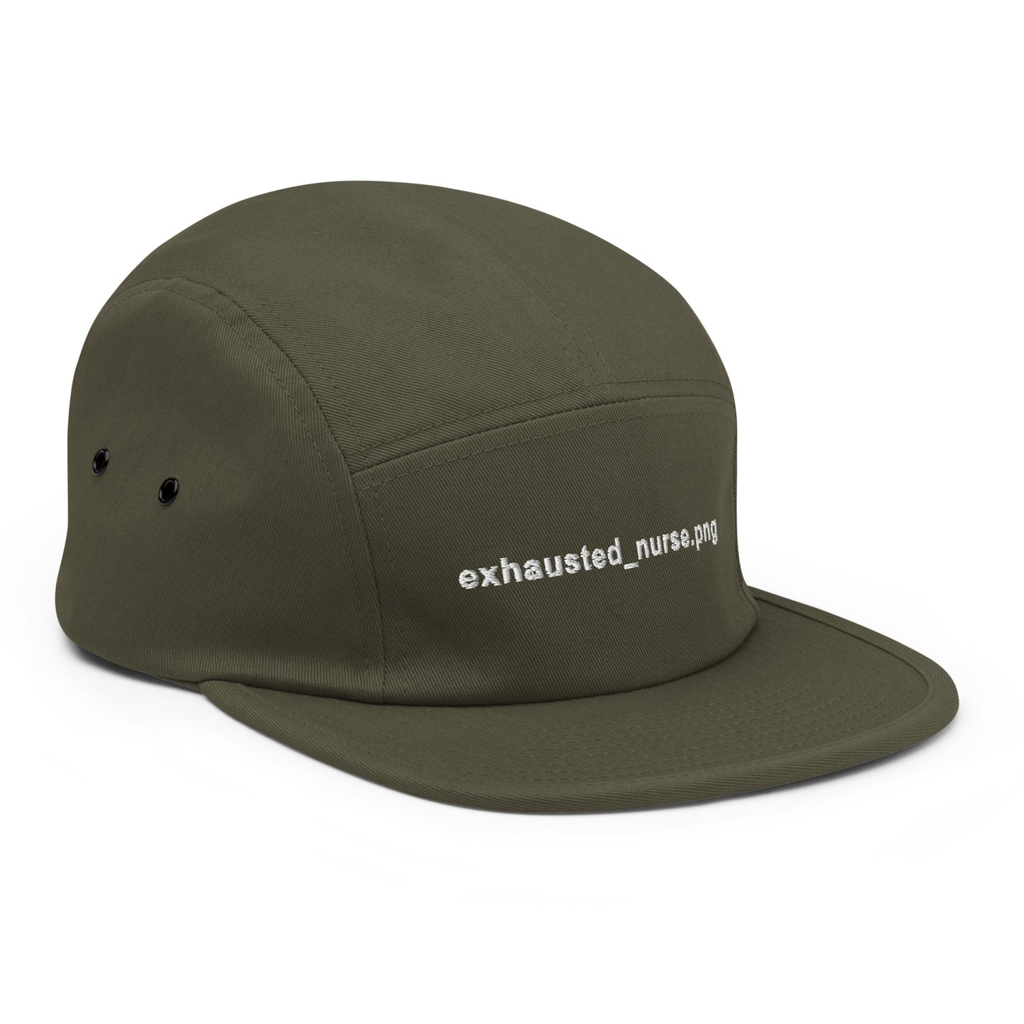 Exhausted_nurse.png Embroidered Five Panel Hat