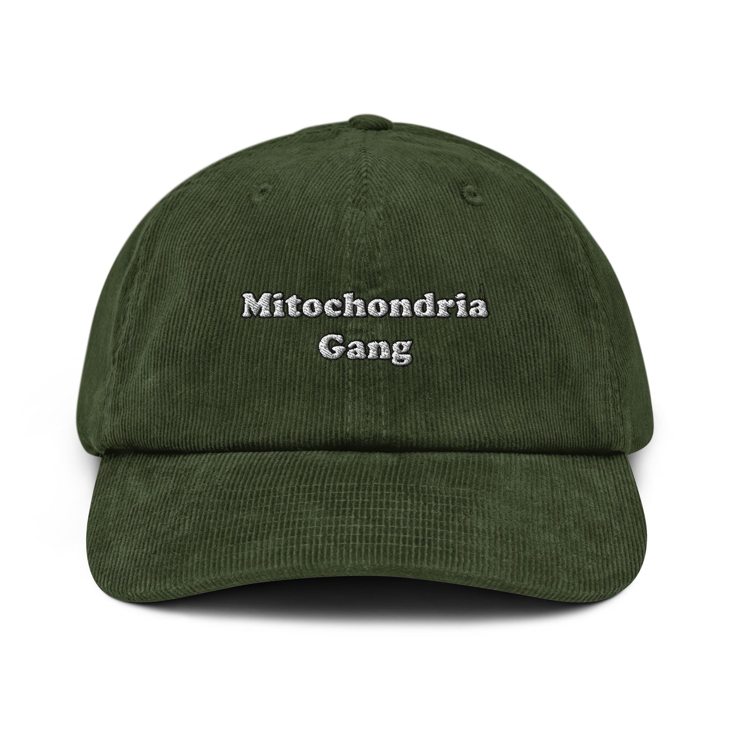 Mitochondria Gang Text Embroidered Corduroy Hat