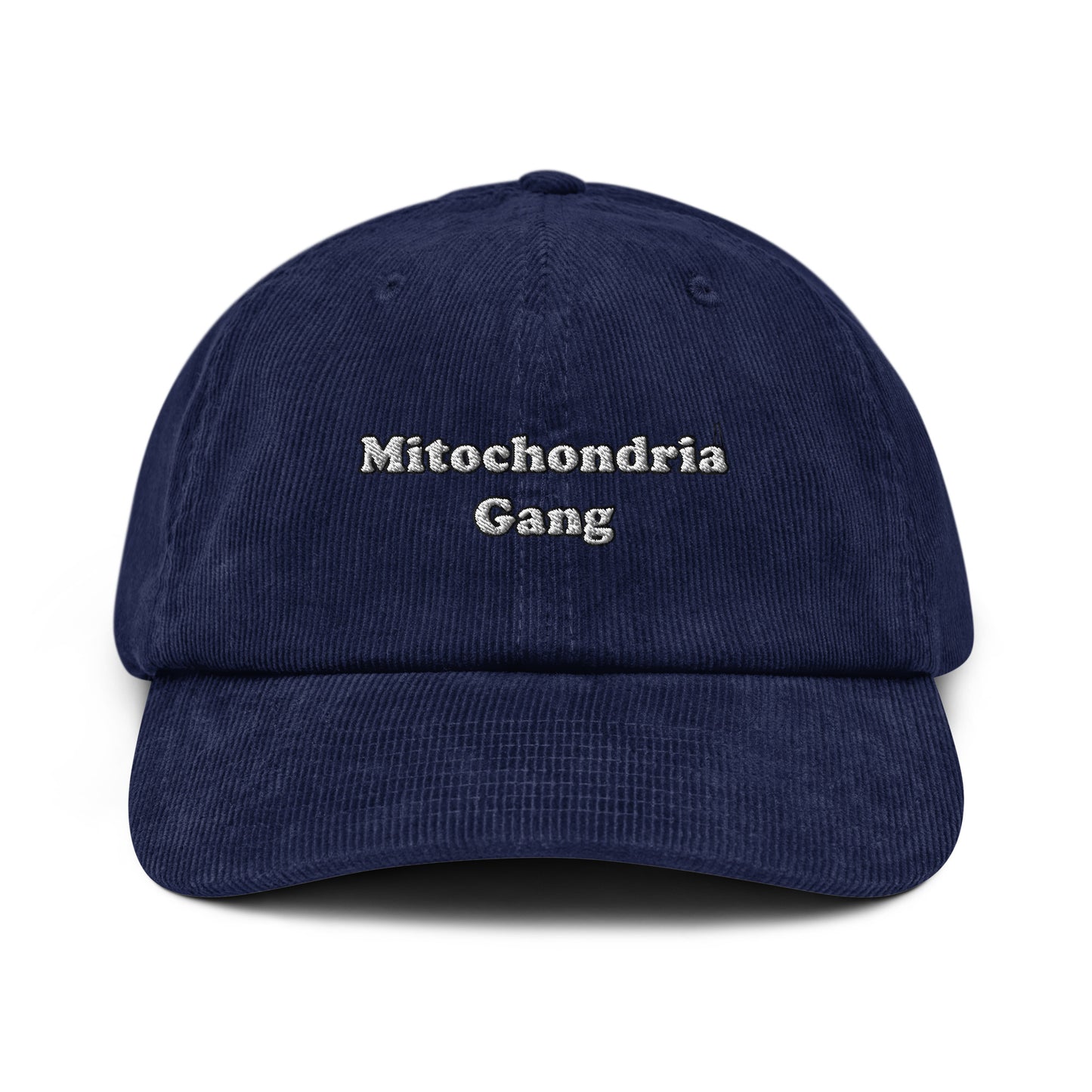 Mitochondria Gang Text Embroidered Corduroy Hat