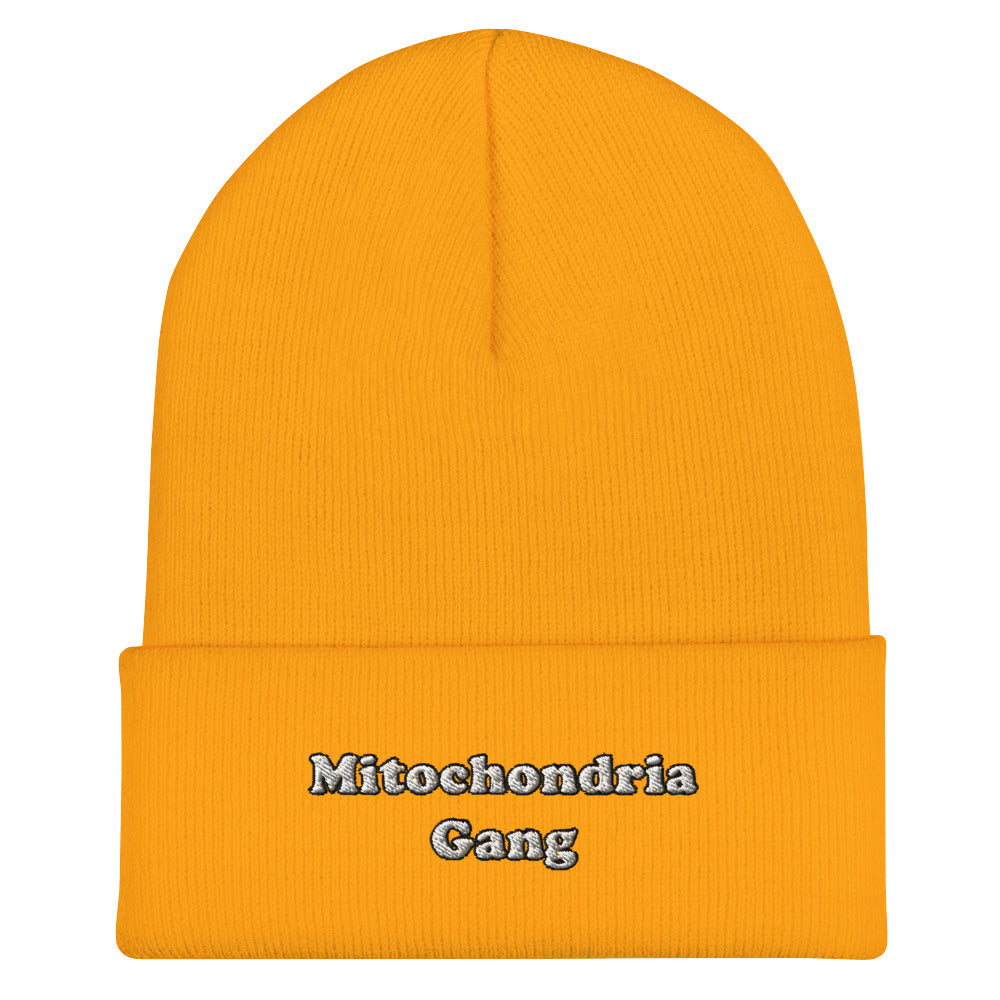 Mitochondria Gang Text Embroidered Beanie