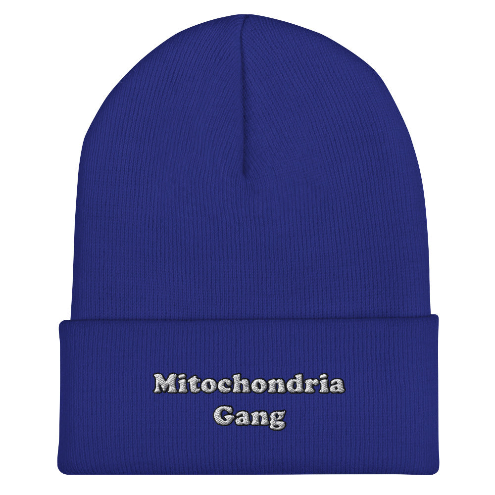 Mitochondria Gang Text Embroidered Beanie