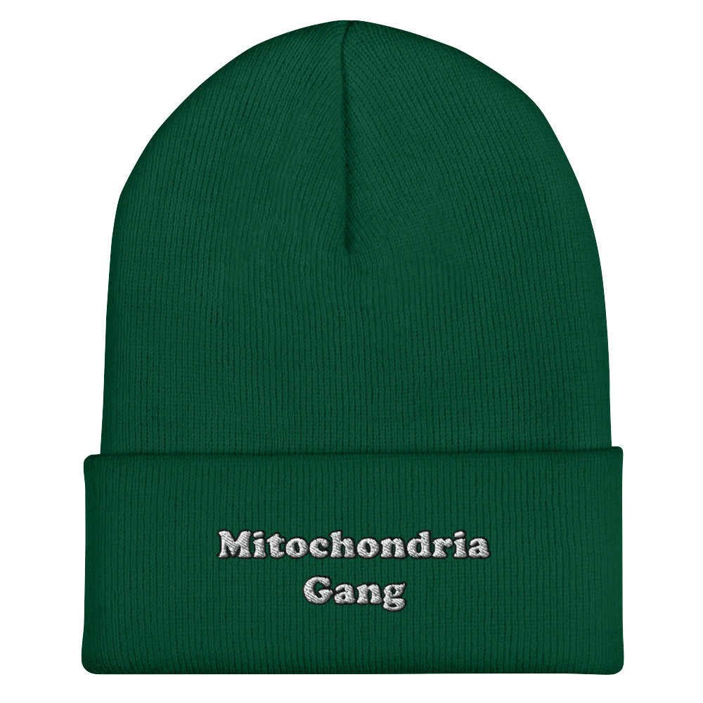 Mitochondria Gang Text Embroidered Beanie