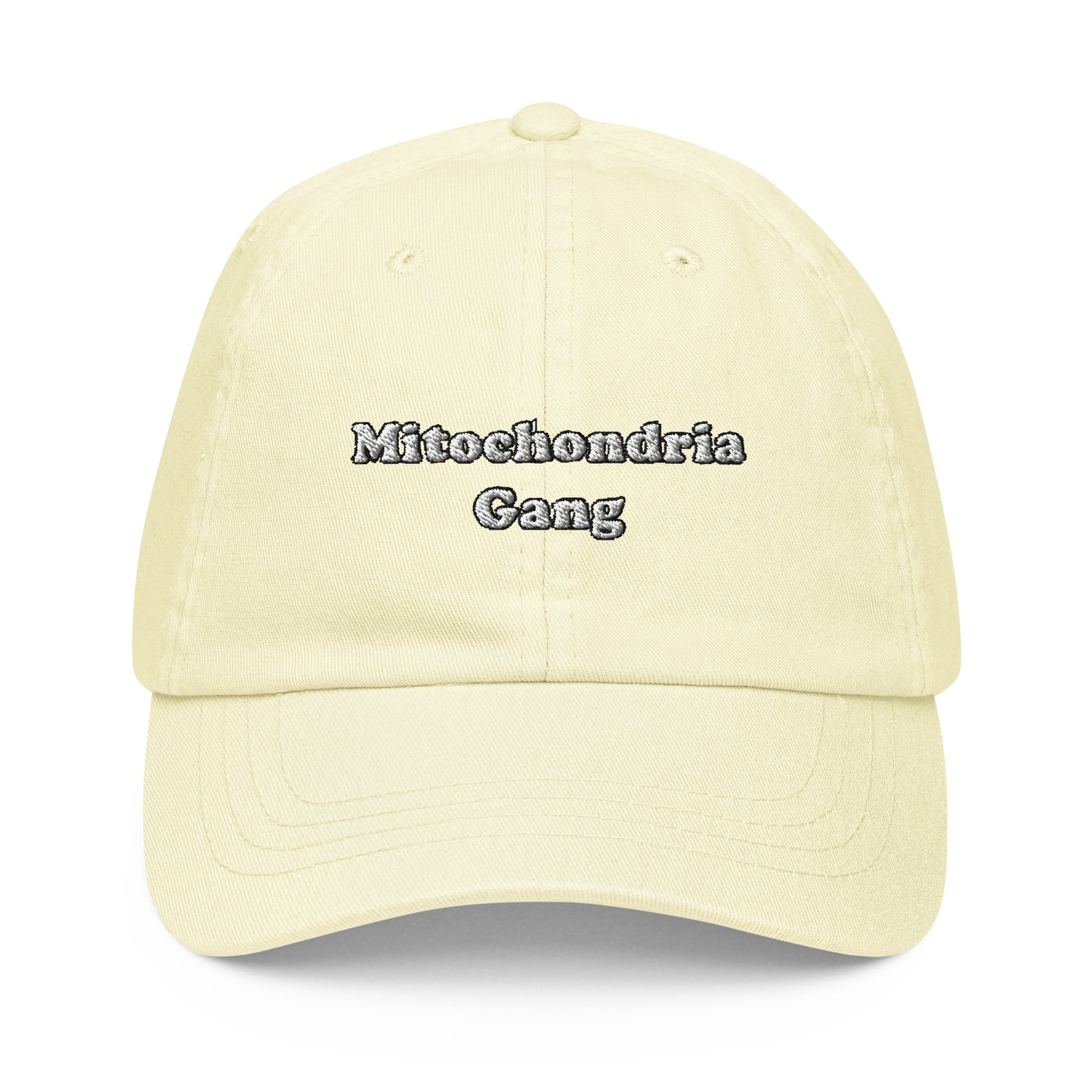 Mitochondria Gang Text  Embroidered Pastel Hat