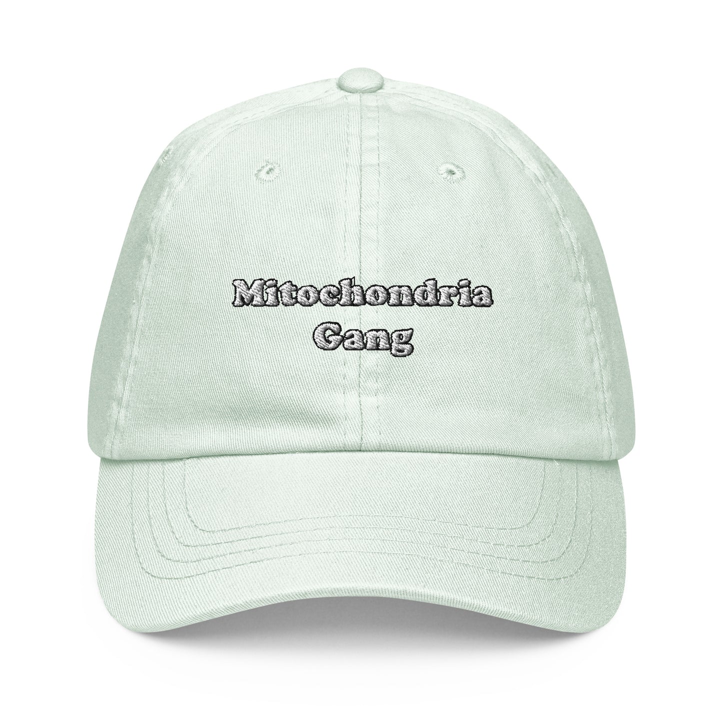 Mitochondria Gang Text  Embroidered Pastel Hat