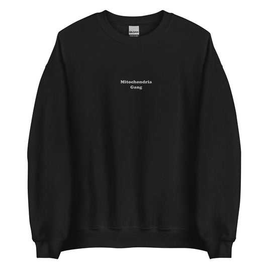 Mitochondria Gang Text Embroidered Sweatshirt