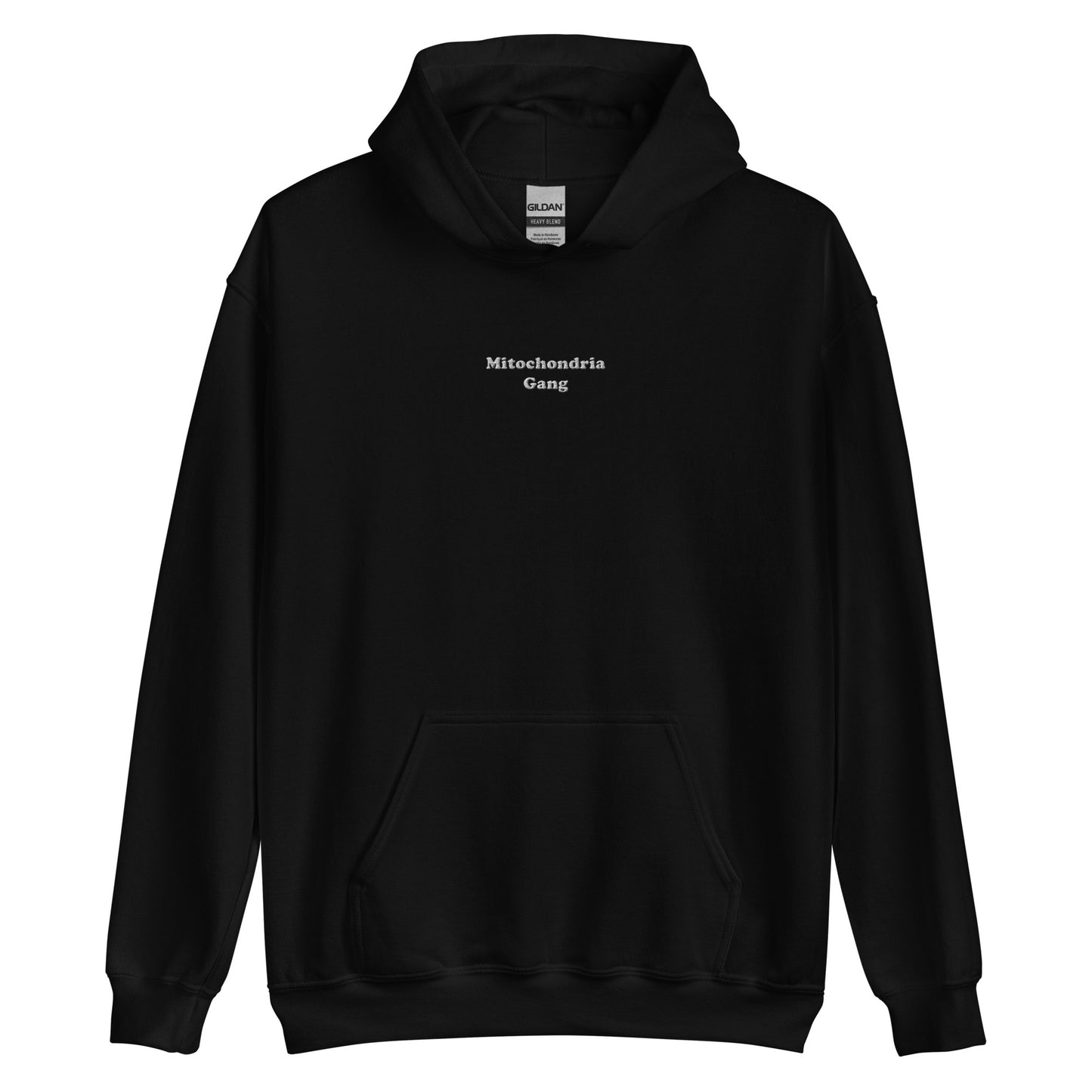 Mitochondria Gang Text Embroidered Hoodie