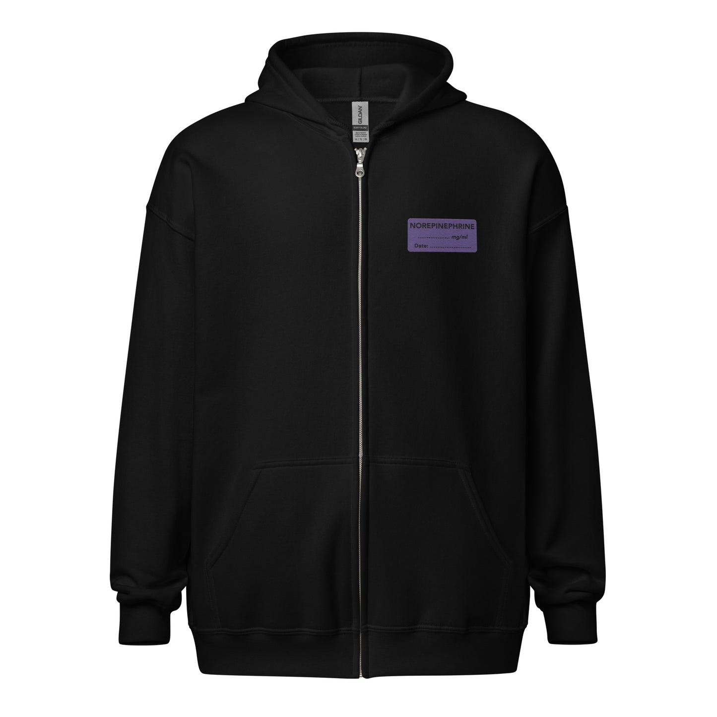 Norepinephrine Embroidered Zip-Up Hoodie