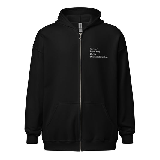 ABCD Embroidered Zip-Up Hoodie