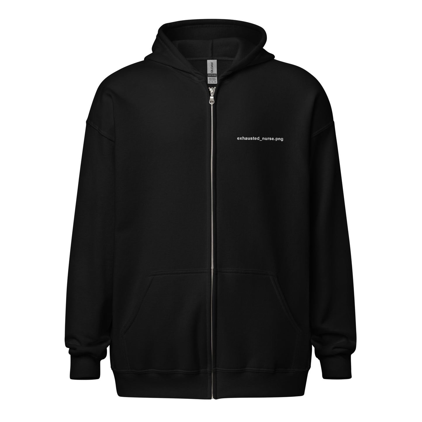 Exhausted_nurse.png Embroidered Zip-Up Hoodie