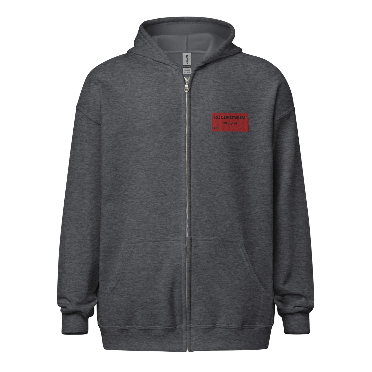 Rocuronium Embroidered Zip-Up Hoodie