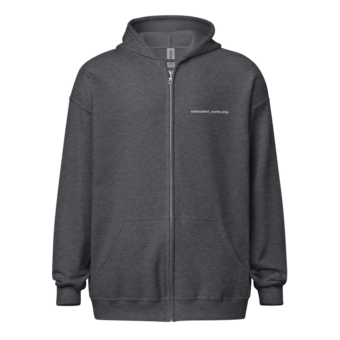 Exhausted_nurse.png Embroidered Zip-Up Hoodie