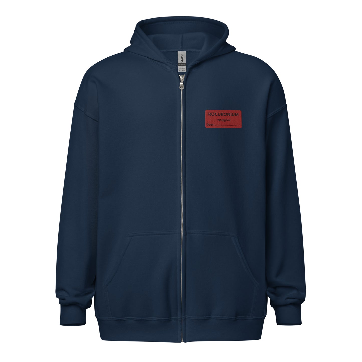 Rocuronium Embroidered Zip-Up Hoodie