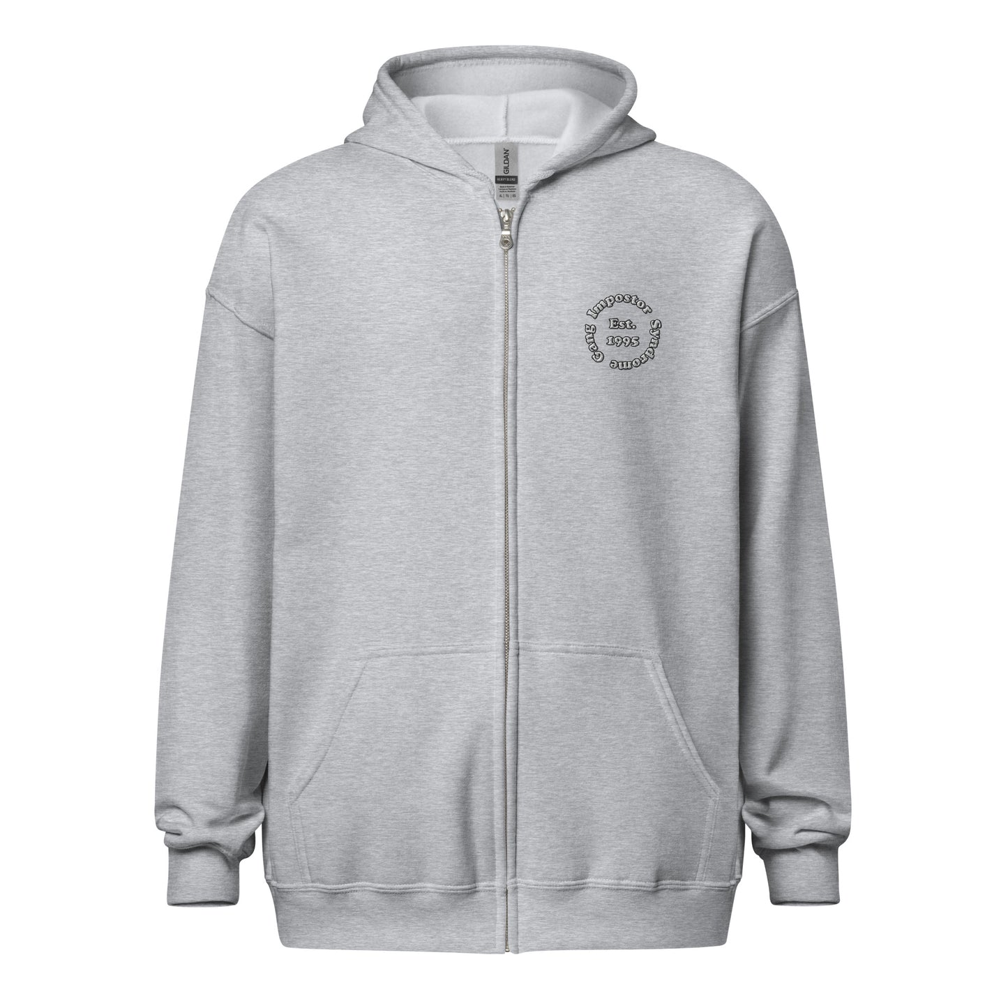 Impostor Syndrome Embroidered Zip-Up Hoodie