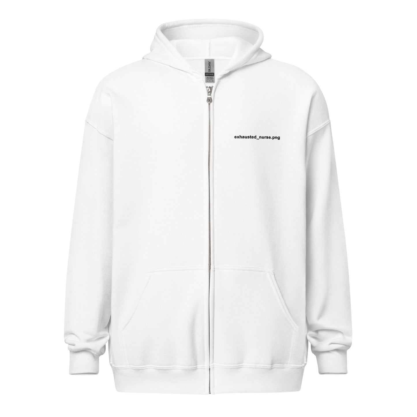 Exhausted_nurse.png Embroidered Zip-Up Hoodie